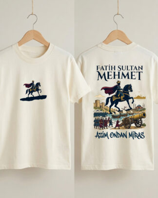 Fatih Sultan Mehmet " Erkek Çocuk Tişörtü - %100 pamuklu - Ekru