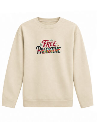 Free Palestine - Krem Pamuklu Çocuk Sweatshirt
