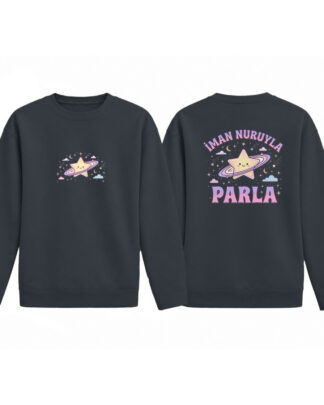 Yıldız / İman Nuruyla Parla - Füme - Pamuklu Çocuk Sweatshirt