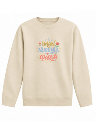 İman Nuruyla Parla - Krem Pamuklu Çocuk Sweatshirt