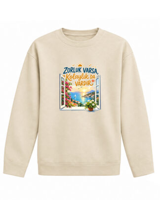 İnşirah - Krem Pamuklu Çocuk Sweatshirt